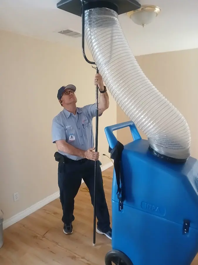 Mini Split Installation technician using HEPA equipment in Suamico